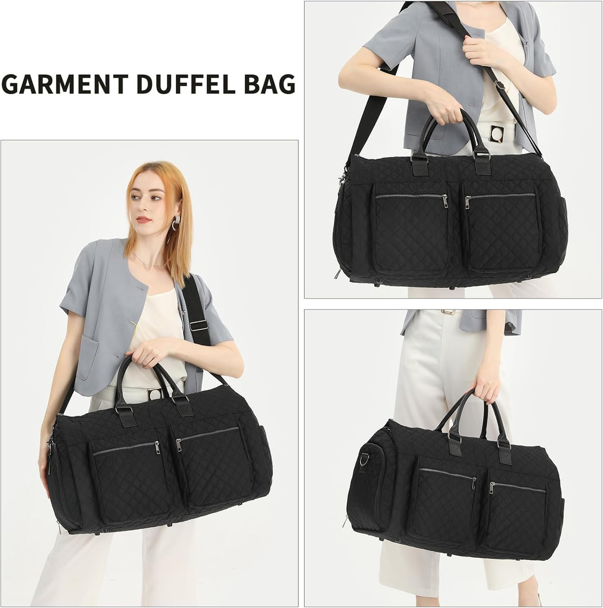 Convertible Carry on Garment Bag for Women, Garment Bags for Travel with Shoe Pouch 2 in 1 Hanging Suitcase Suit Bag for Women Travel Duffle Bag Garment Bag
