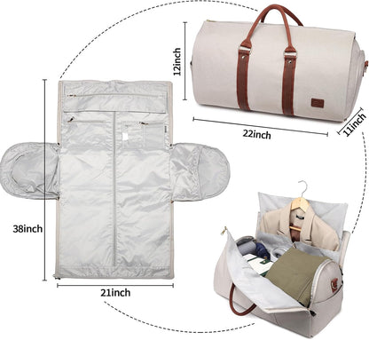 Convertible Carry on Garment Bag for Women, Garment Bags for Travel with Shoe Pouch 2 in 1 Hanging Suitcase Suit Bag for Women Travel Duffle Bag Garment Bag