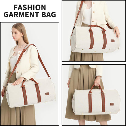Convertible Carry on Garment Bag for Women, Garment Bags for Travel with Shoe Pouch 2 in 1 Hanging Suitcase Suit Bag for Women Travel Duffle Bag Garment Bag