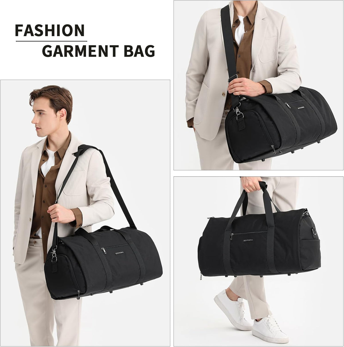 Convertible Carry on Garment Bag for Women, Garment Bags for Travel with Shoe Pouch 2 in 1 Hanging Suitcase Suit Bag for Women Travel Duffle Bag Garment Bag