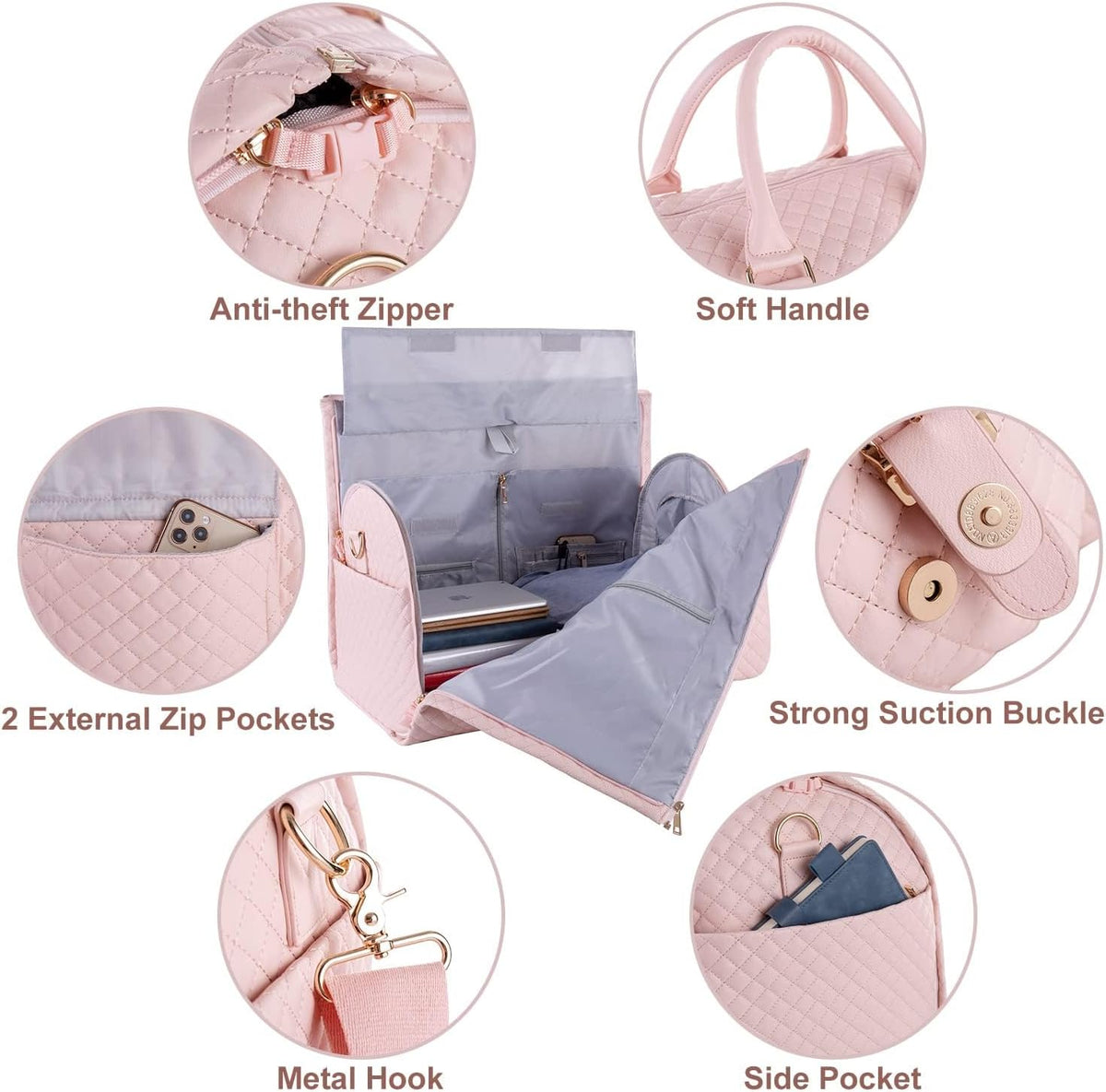 Convertible Carry on Garment Bag for Women, Garment Bags for Travel with Shoe Pouch 2 in 1 Hanging Suitcase Suit Bag for Women Travel Duffle Bag Garment Bag