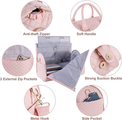 Convertible Carry on Garment Bag for Women, Garment Bags for Travel with Shoe Pouch 2 in 1 Hanging Suitcase Suit Bag for Women Travel Duffle Bag Garment Bag
