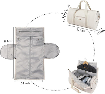 Convertible Carry on Garment Bag for Women, Garment Bags for Travel with Shoe Pouch 2 in 1 Hanging Suitcase Suit Bag for Women Travel Duffle Bag Garment Bag