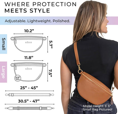 Leather RFID Anti Theft Sling Bag for Women, Pickpocket Proof Travel Crossbody Bag, RFID Blocking Crossbody Purse for Women