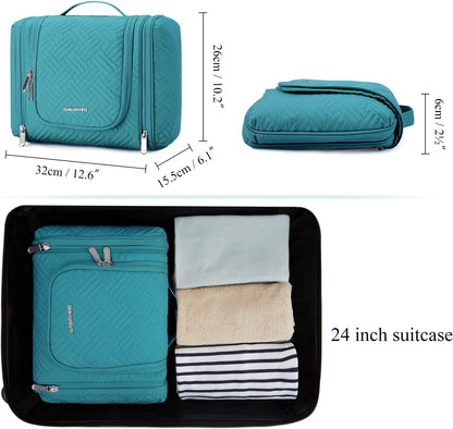 Large Travel Toiletry Bag for Women, Hanging Toiletry Bag with Hook, Travel Cosmetic Makeup Bag Travel Organizer for Accessories, Shampoo, Full Sized Container, Toiletries,Purple-Large