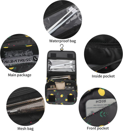 Foldable Hanging Travel Toiletry Bag,Waterproof Portable Travel Bags, Multifunction Travel Makeup Cosmetic Bag Organizer with Hanging Hook (Black)