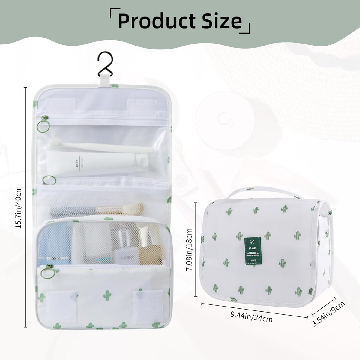Foldable Hanging Travel Toiletry Bag,Waterproof Portable Travel Bags, Multifunction Travel Makeup Cosmetic Bag Organizer with Hanging Hook (Black)
