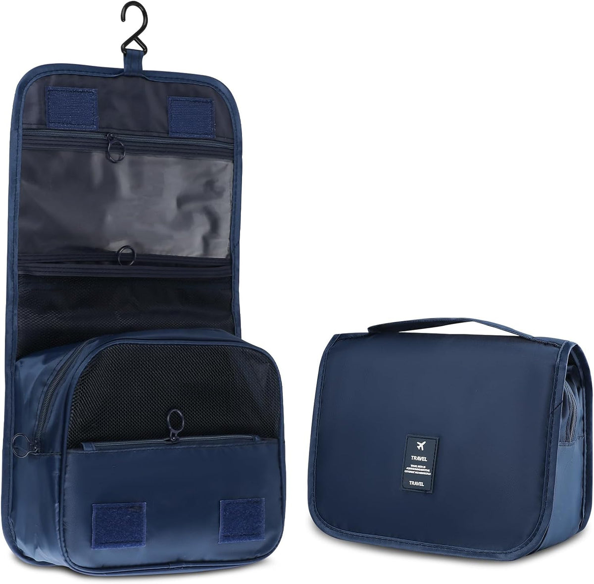 Foldable Hanging Travel Toiletry Bag,Waterproof Portable Travel Bags, Multifunction Travel Makeup Cosmetic Bag Organizer with Hanging Hook (Black)