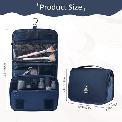Foldable Hanging Travel Toiletry Bag,Waterproof Portable Travel Bags, Multifunction Travel Makeup Cosmetic Bag Organizer with Hanging Hook (Black)