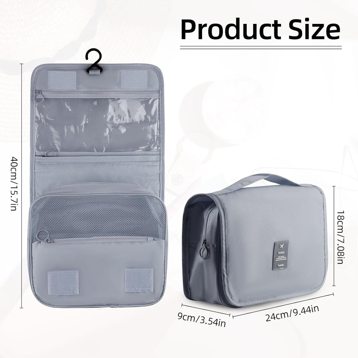 Foldable Hanging Travel Toiletry Bag,Waterproof Portable Travel Bags, Multifunction Travel Makeup Cosmetic Bag Organizer with Hanging Hook (Black)