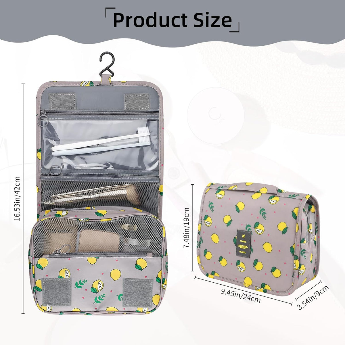 Foldable Hanging Travel Toiletry Bag,Waterproof Portable Travel Bags, Multifunction Travel Makeup Cosmetic Bag Organizer with Hanging Hook (Black)