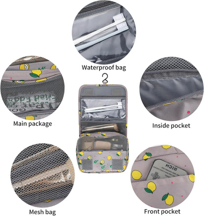 Foldable Hanging Travel Toiletry Bag,Waterproof Portable Travel Bags, Multifunction Travel Makeup Cosmetic Bag Organizer with Hanging Hook (Black)
