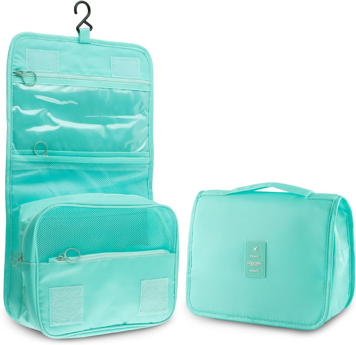 Foldable Hanging Travel Toiletry Bag,Waterproof Portable Travel Bags, Multifunction Travel Makeup Cosmetic Bag Organizer with Hanging Hook (Black)