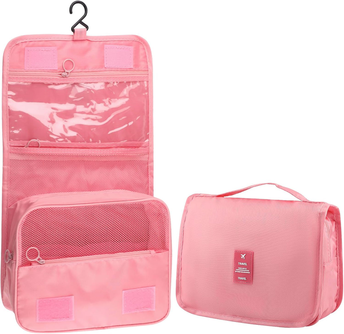 Foldable Hanging Travel Toiletry Bag,Waterproof Portable Travel Bags, Multifunction Travel Makeup Cosmetic Bag Organizer with Hanging Hook (Black)