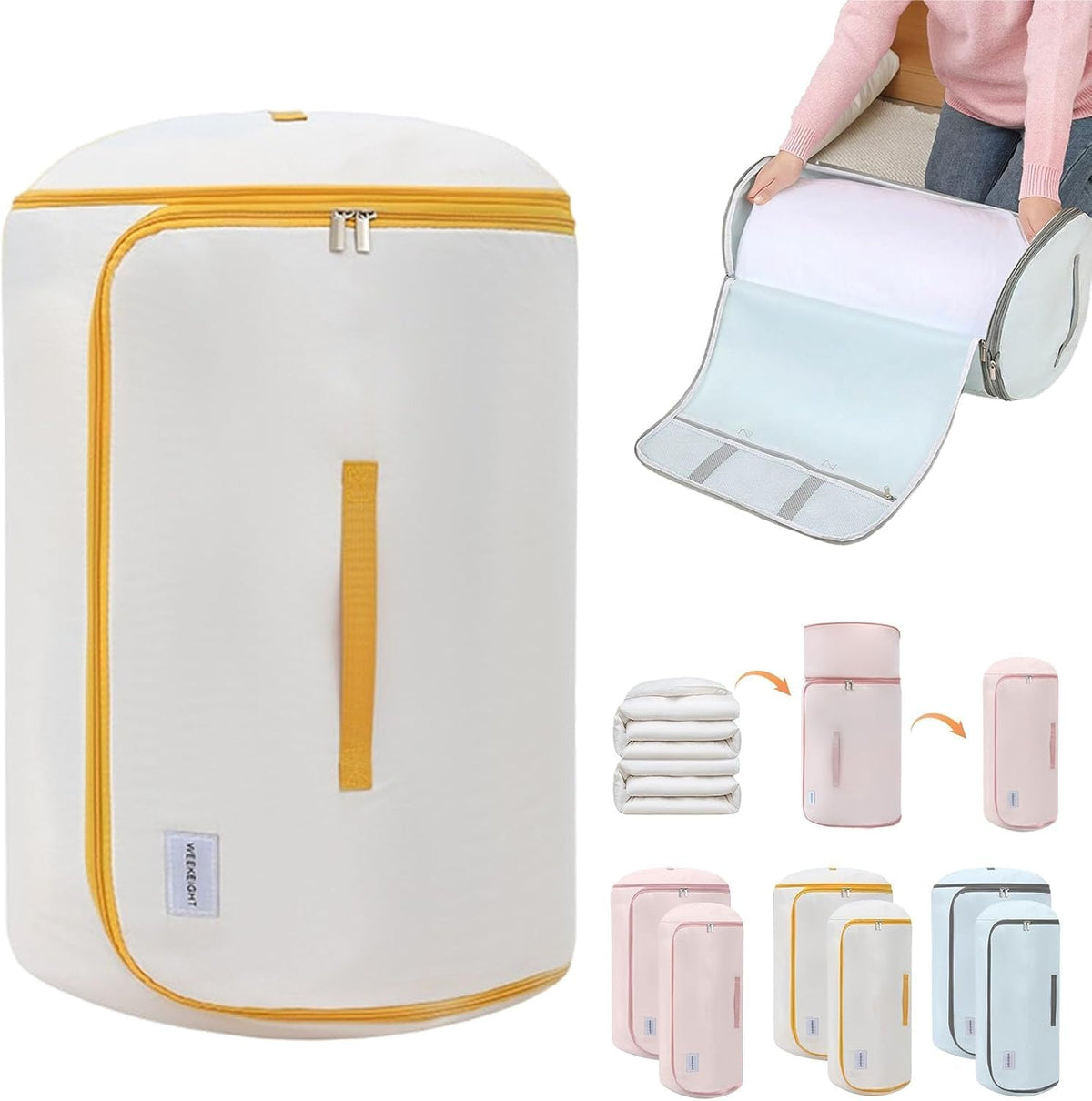 Ultra Space Saving Roll Up Self Compression Organizer, Compression Organizers Storage Bag, Large Capacity Cylindrical Washable for Clothes, for Home Travel Storage Holds (Pink, Large)
