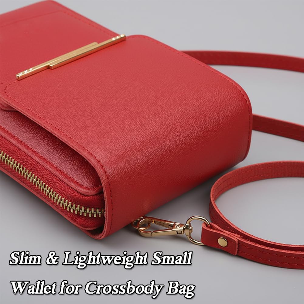 Women's Touch Screen Mobile Phone Messenger Bag Key Change Bag, 2‑in‑1 Anti-Theft Leather Bag for Women