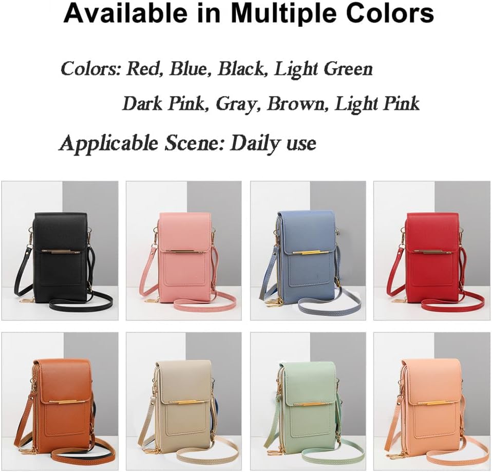 Women's Touch Screen Mobile Phone Messenger Bag Key Change Bag, 2‑in‑1 Anti-Theft Leather Bag for Women
