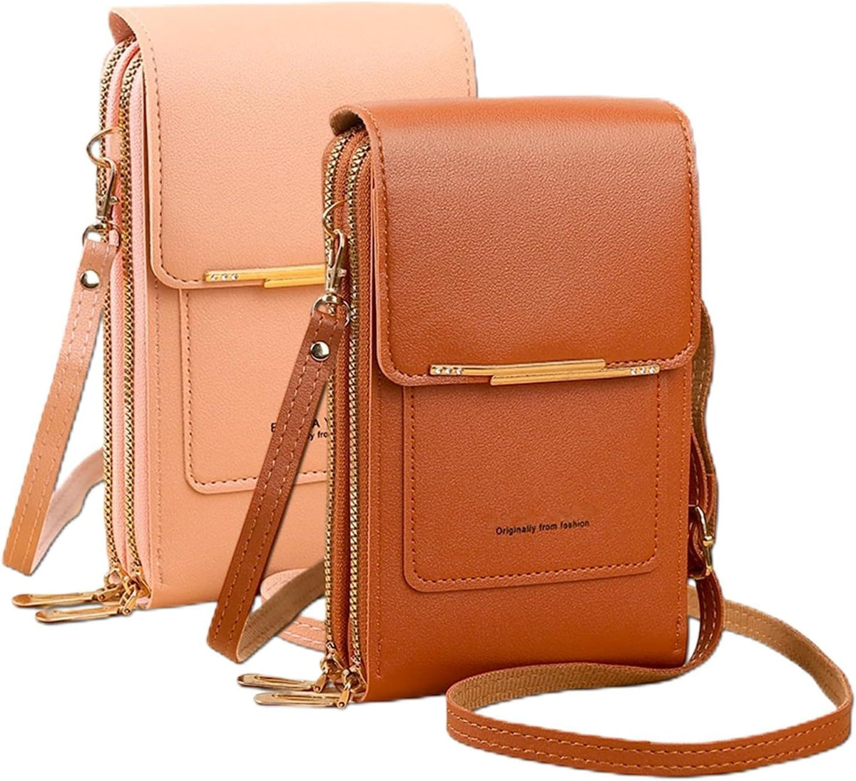 Women's Touch Screen Mobile Phone Messenger Bag Key Change Bag, 2‑in‑1 Anti-Theft Leather Bag for Women