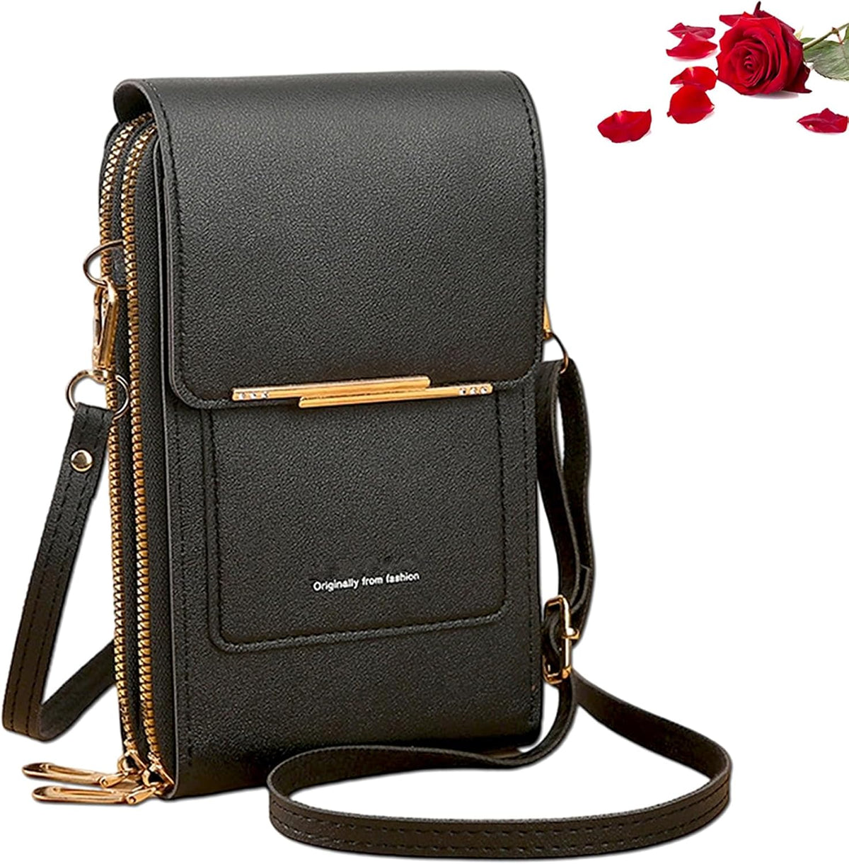 Women's Touch Screen Mobile Phone Messenger Bag Key Change Bag, 2‑in‑1 Anti-Theft Leather Bag for Women