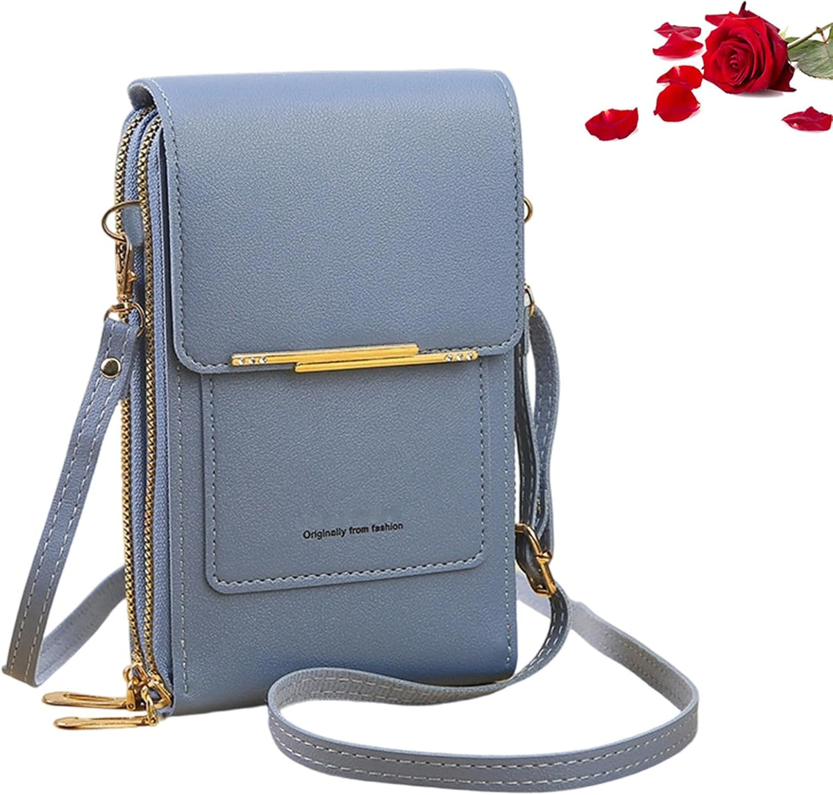 Women's Touch Screen Mobile Phone Messenger Bag Key Change Bag, 2‑in‑1 Anti-Theft Leather Bag for Women