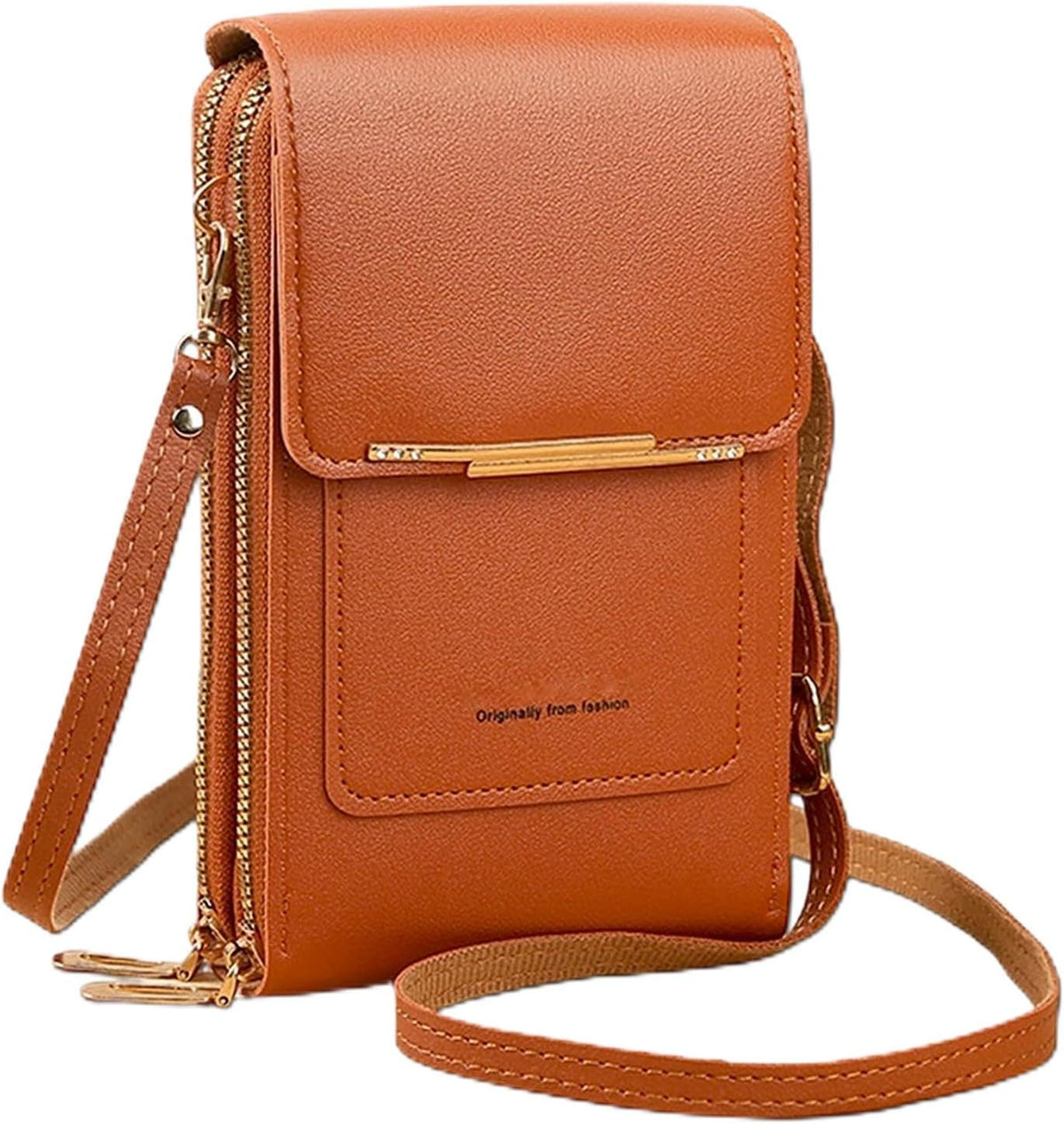 Women's Touch Screen Mobile Phone Messenger Bag Key Change Bag, 2‑in‑1 Anti-Theft Leather Bag for Women