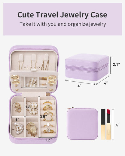 Travel Jewelry Case, Mothers Day Mom Gifts, Small Jewelry Travel Organizer Box for Girls Women with Mirror Black