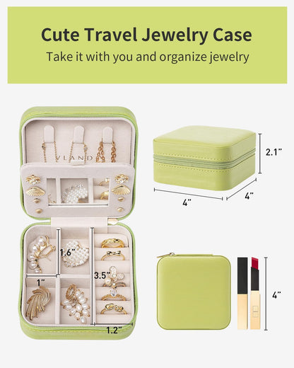 Travel Jewelry Case, Mothers Day Mom Gifts, Small Jewelry Travel Organizer Box for Girls Women with Mirror Black