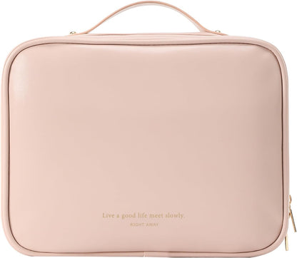 Travel Toiletry Bag for Women, Makeup Bag& Cases, Waterproof Makeup Organizer Cosmetic Bag with Compartments,Portable Make Up Bag for Travel Size Toiletries,Skincare,Brushes Set,Black