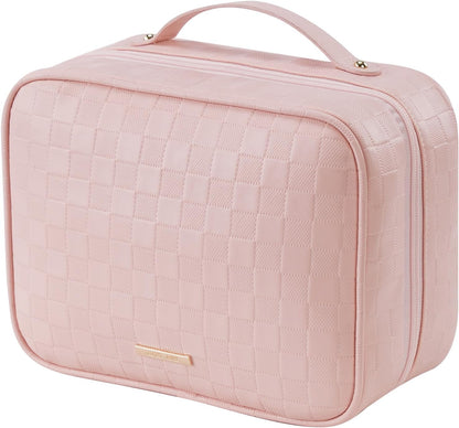Travel Toiletry Bag for Women, Makeup Bag& Cases, Waterproof Makeup Organizer Cosmetic Bag with Compartments,Portable Make Up Bag for Travel Size Toiletries,Skincare,Brushes Set,Black