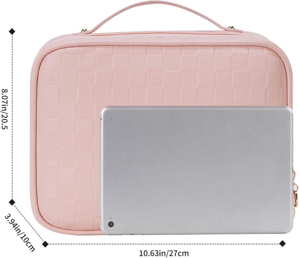 Travel Toiletry Bag for Women, Makeup Bag& Cases, Waterproof Makeup Organizer Cosmetic Bag with Compartments,Portable Make Up Bag for Travel Size Toiletries,Skincare,Brushes Set,Black