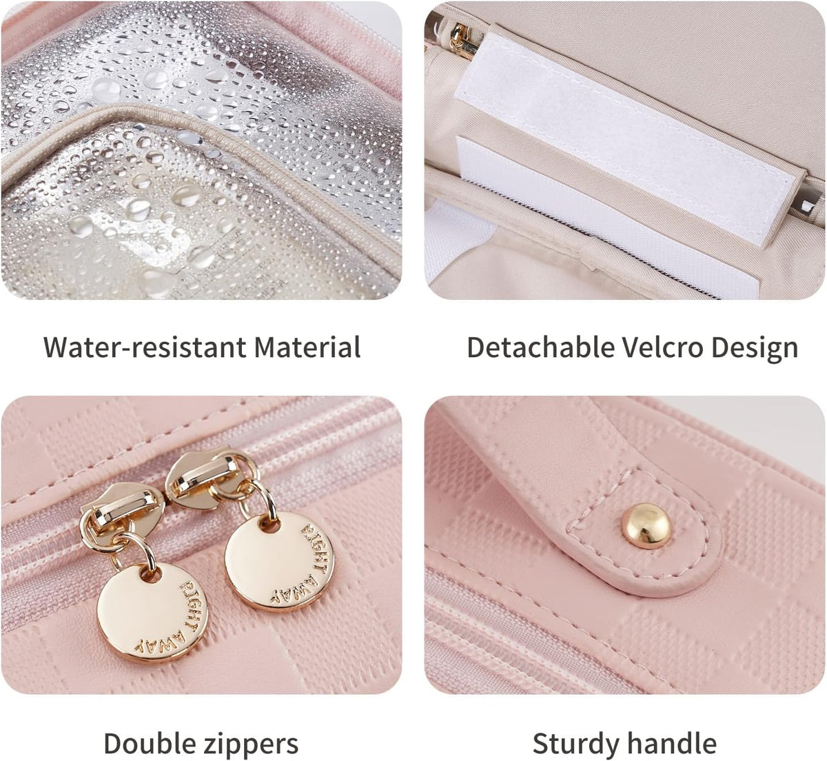 Travel Toiletry Bag for Women, Makeup Bag& Cases, Waterproof Makeup Organizer Cosmetic Bag with Compartments,Portable Make Up Bag for Travel Size Toiletries,Skincare,Brushes Set,Black