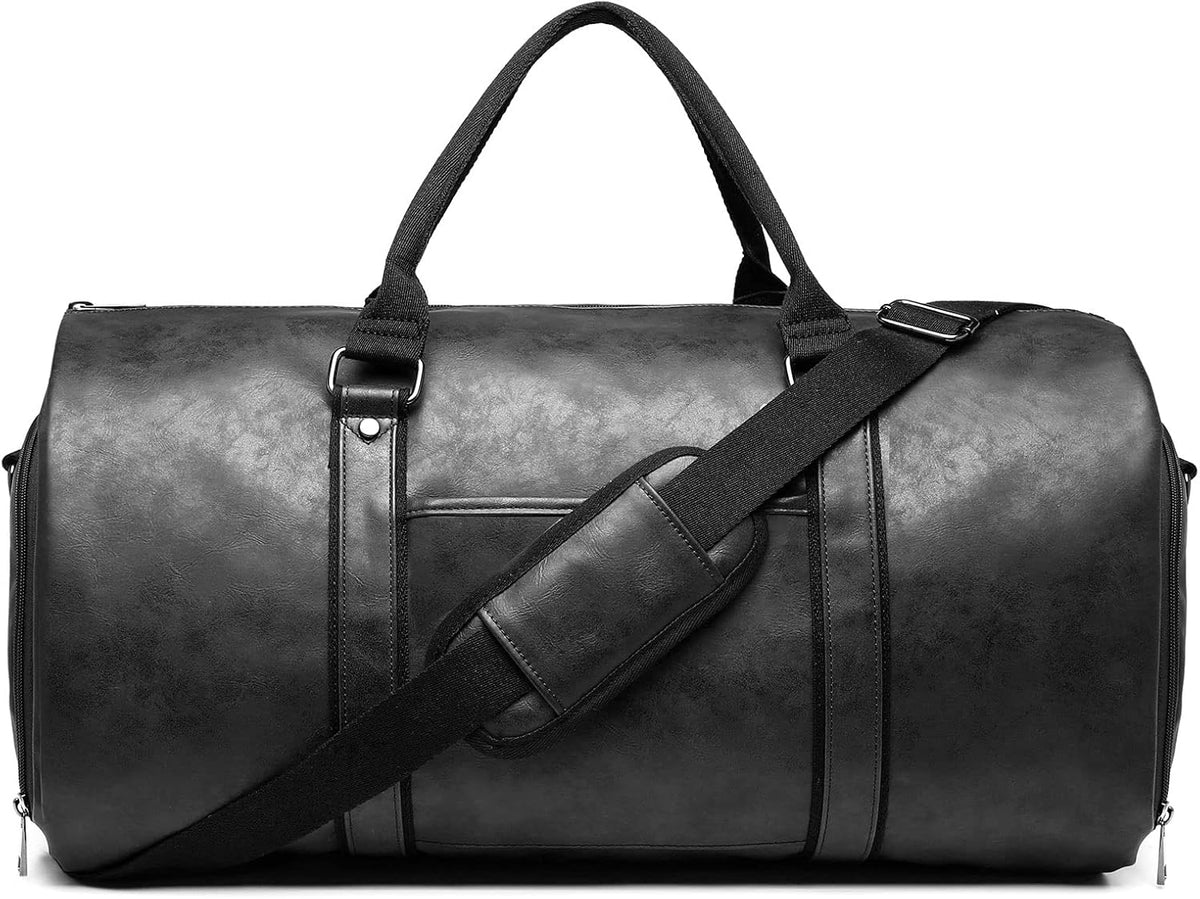 Carry on Garment Bags for Travel Leather Garment Duffle Bag Convertible Mens Suit Travel Bags with Shoe Compartment,Waterproof,Perfect for Business Travel/Husband Gifts (Brown)