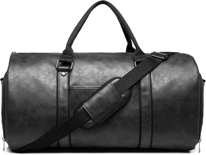 Carry on Garment Bags for Travel Leather Garment Duffle Bag Convertible Mens Suit Travel Bags with Shoe Compartment,Waterproof,Perfect for Business Travel/Husband Gifts (Brown)
