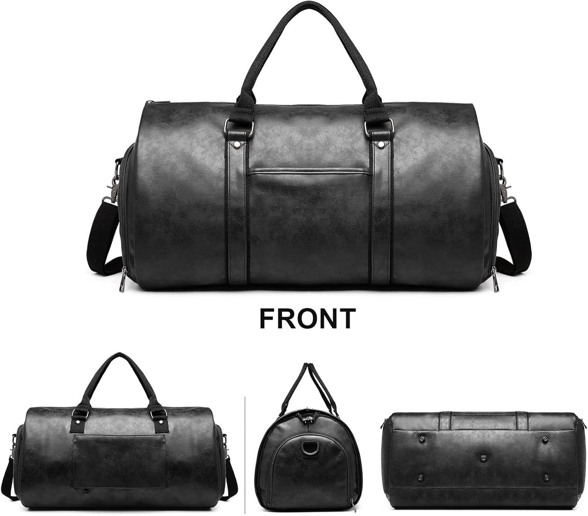 Carry on Garment Bags for Travel Leather Garment Duffle Bag Convertible Mens Suit Travel Bags with Shoe Compartment,Waterproof,Perfect for Business Travel/Husband Gifts (Brown)