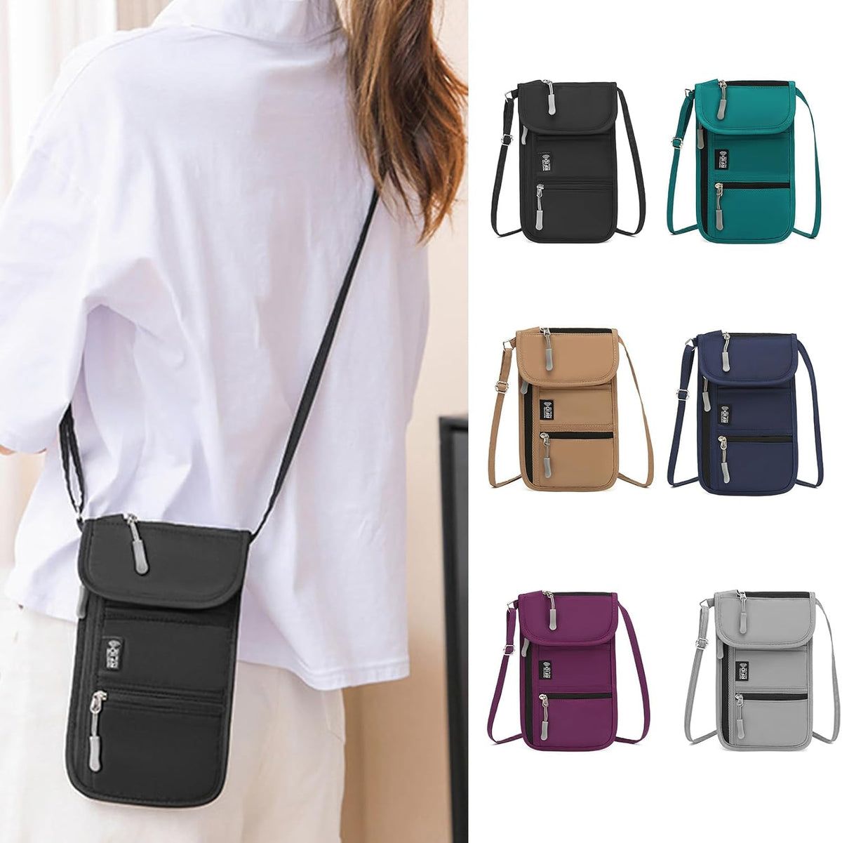 Oxford Fabric Travel Document Organizers Blocking Zipper Pocket and Wear Resistant Protections for Essential Storage Document Compact Design Business Travel Family