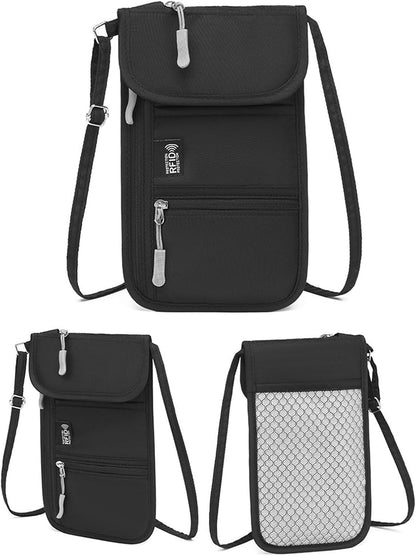 Oxford Fabric Travel Document Organizers Blocking Zipper Pocket and Wear Resistant Protections for Essential Storage Document Compact Design Business Travel Family