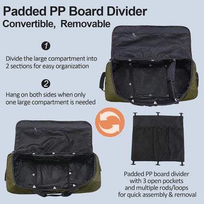 110L/140L Expandable Soft-Sided Foldable Duffle Bag with 2 Rubber Wheels,Packable 32” Rolling Carry-On with Multi-Pockets & Compartments,Navy Blue