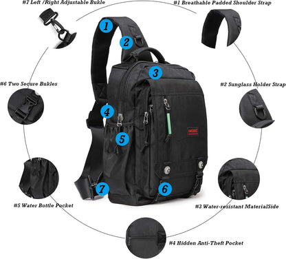 Sling Bags Chest Shoulder Backpacks, Laptop Backpack Crossbody Messenger Bag Travel Outdoor Men Women