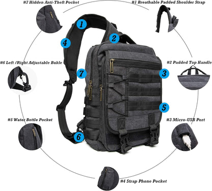 Sling Bags Chest Shoulder Backpacks, Laptop Backpack Crossbody Messenger Bag Travel Outdoor Men Women