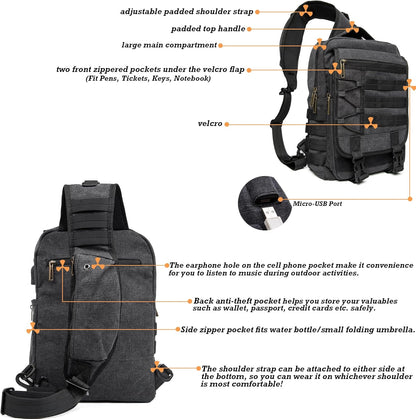 Sling Bags Chest Shoulder Backpacks, Laptop Backpack Crossbody Messenger Bag Travel Outdoor Men Women