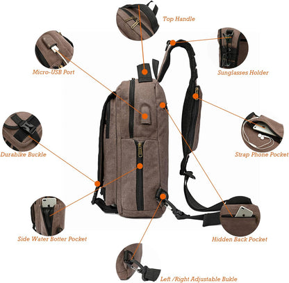 Sling Bags Chest Shoulder Backpacks, Laptop Backpack Crossbody Messenger Bag Travel Outdoor Men Women