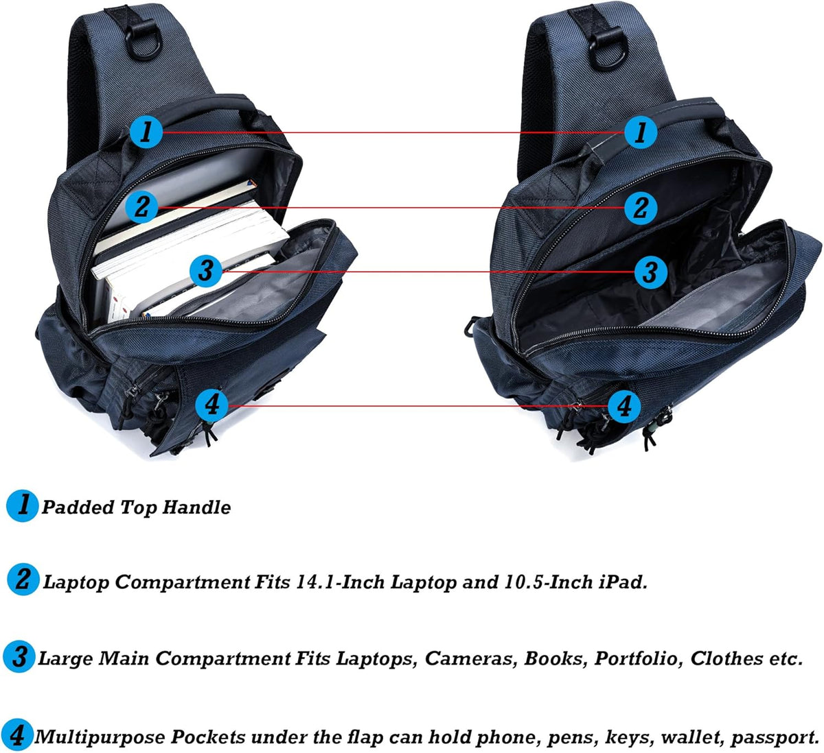 Sling Bags Chest Shoulder Backpacks, Laptop Backpack Crossbody Messenger Bag Travel Outdoor Men Women
