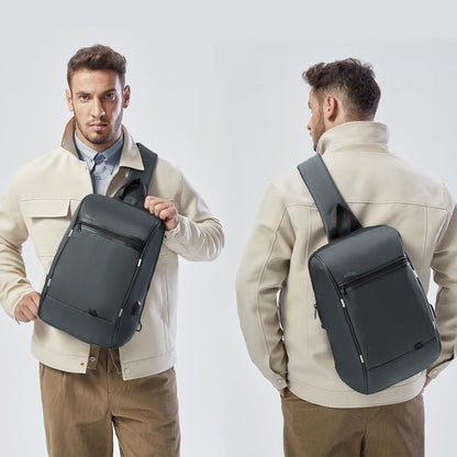 Laptop Sling Backpack Anti Theft Bag,Hiking Daypack 13 Inch Waterproof Nylon Travel Bags for Men, Single Shoulder Camping Dayback with USB Charging Port for Traveling