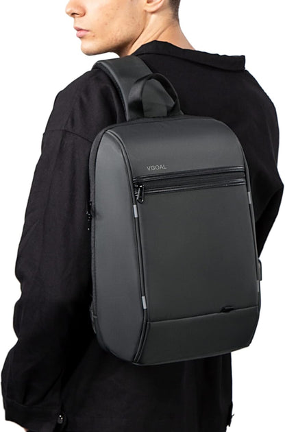 Laptop Sling Backpack Anti Theft Bag,Hiking Daypack 13 Inch Waterproof Nylon Travel Bags for Men, Single Shoulder Camping Dayback with USB Charging Port for Traveling