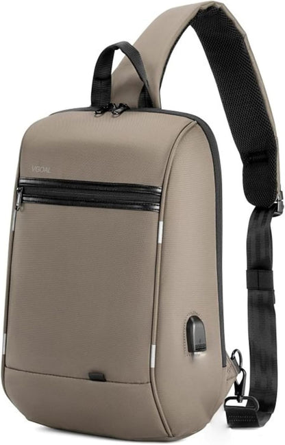 Laptop Sling Backpack Anti Theft Bag,Hiking Daypack 13 Inch Waterproof Nylon Travel Bags for Men, Single Shoulder Camping Dayback with USB Charging Port for Traveling