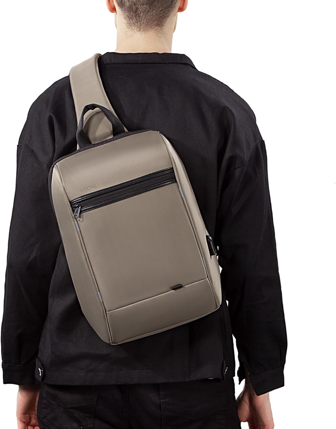 Laptop Sling Backpack Anti Theft Bag,Hiking Daypack 13 Inch Waterproof Nylon Travel Bags for Men, Single Shoulder Camping Dayback with USB Charging Port for Traveling