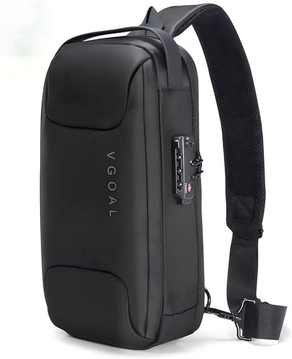 Laptop Sling Backpack Anti Theft Bag,Hiking Daypack 13 Inch Waterproof Nylon Travel Bags for Men, Single Shoulder Camping Dayback with USB Charging Port for Traveling