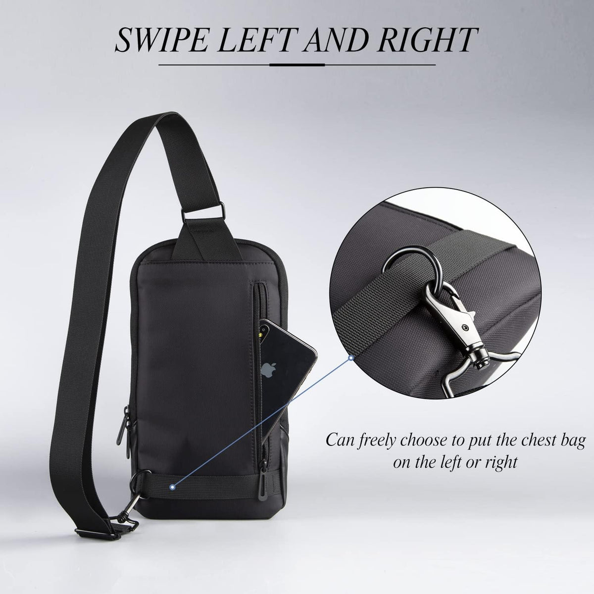 Laptop Sling Backpack Anti Theft Bag,Hiking Daypack 13 Inch Waterproof Nylon Travel Bags for Men, Single Shoulder Camping Dayback with USB Charging Port for Traveling