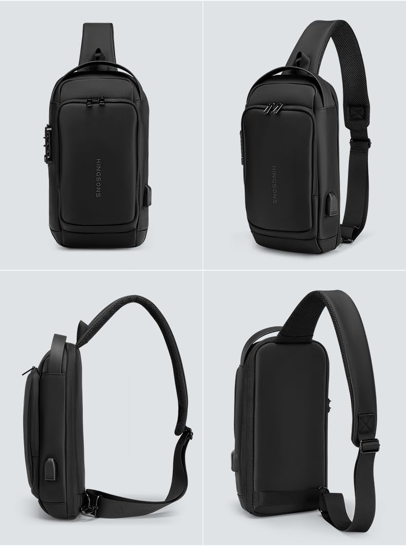 Laptop Sling Backpack Anti Theft Bag,Hiking Daypack 13 Inch Waterproof Nylon Travel Bags for Men, Single Shoulder Camping Dayback with USB Charging Port for Traveling
