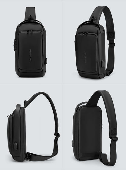 Laptop Sling Backpack Anti Theft Bag,Hiking Daypack 13 Inch Waterproof Nylon Travel Bags for Men, Single Shoulder Camping Dayback with USB Charging Port for Traveling